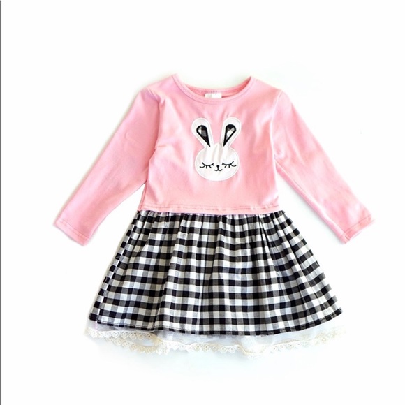 Pink Easter Bunny plaid & lace dress 🐰 - Picture 2 of 4